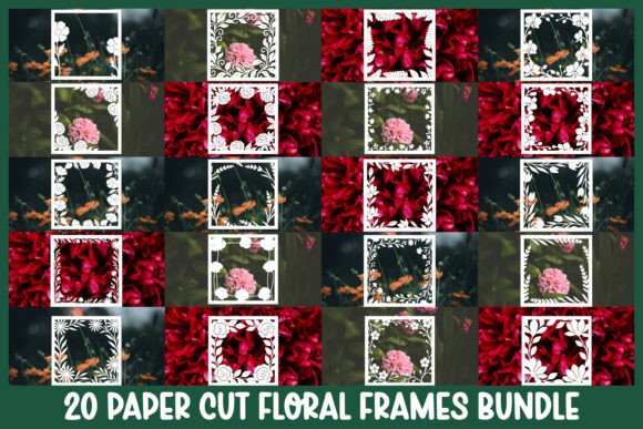 20 Paper Cut Floral Frames SVG Review
