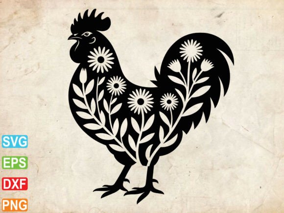 Floral Chicken SVG, Floral Dxf Embroidery Review