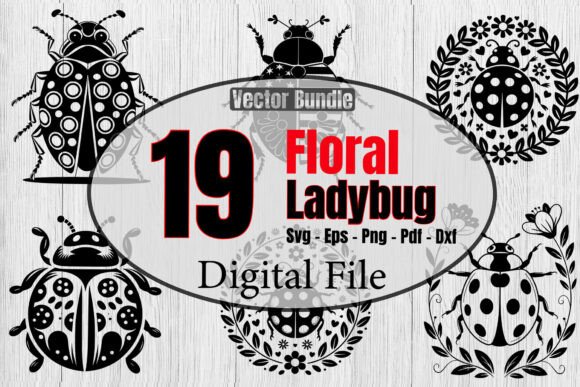 Floral Ladybug Svg Bundle, Cute Ladybug