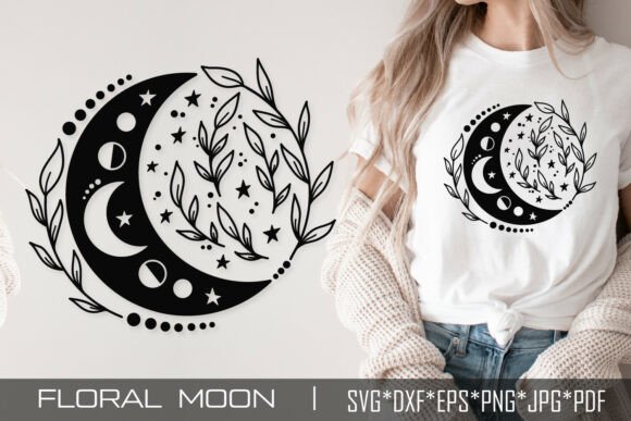 Floral Moon SVG Crescent Wreath Celest Review