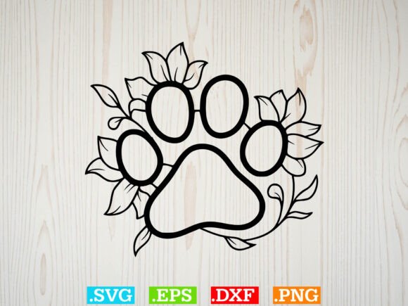 Floral Paws Svg, Heart with Paws Svg, Pe Review