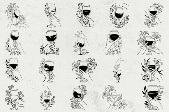 Glass of Wine SVG Bundle,Floral Wine Svg Review